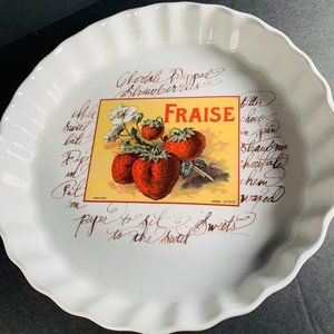 Williams Sonoma Strawberry Fraise Quiche Dish Ceramic Signed Made in Italy